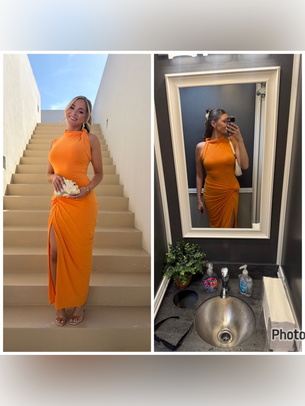 Et Ochs Leandra Full Length Gown Orange Twist Bodycon Size 10